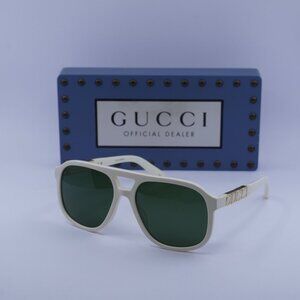 Gucci GG1188S 005 Aviator Sunglasses - Ivory/Green